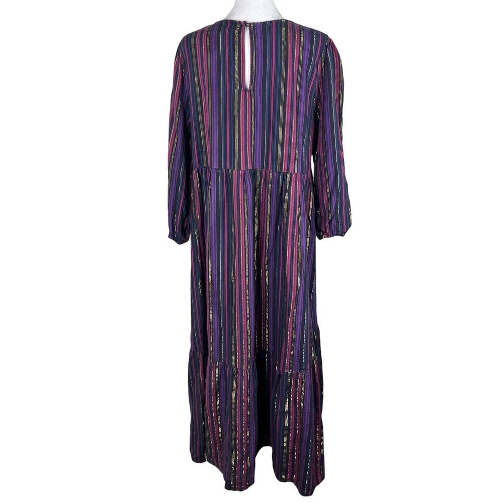 Marine Layer Alice Lurex Multi Stripe Midi Dress Boho Cottagecore Size Medium - Picture 4 of 9